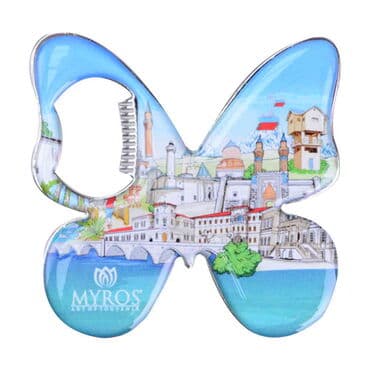 Sivas Themed Butterfly Shaped Metal Magnetic Bottle Opener 70x70 mm