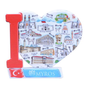 Myros - Toptan Sivas Temalı Uv Baskılı Kalp Şekilli Magnet 86x62 mm