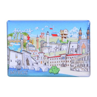 Sivas Themed Epoxy Dome Rectangle Souvenir Fridge Magnet 80x55 cm - Thumbnail