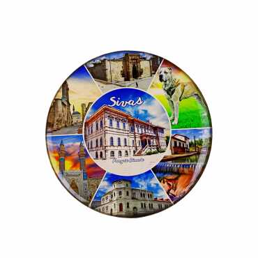 Sivas Themed Myros Round Refrigerator Magnet 67 mm - 6