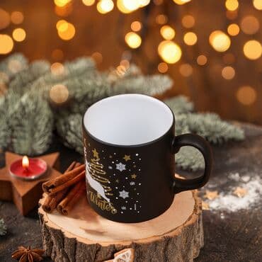 Wholesale Black Deer Themed Winter Ceramic Mug - Standart - 3
