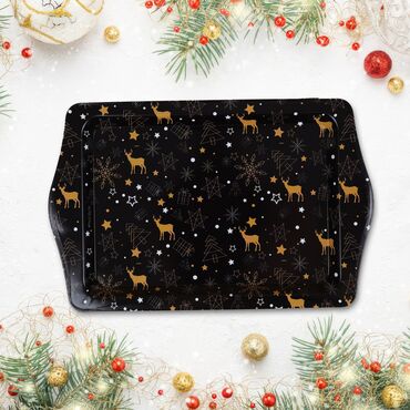 Wholesale Black Christmas Themed Mini Metal Tray