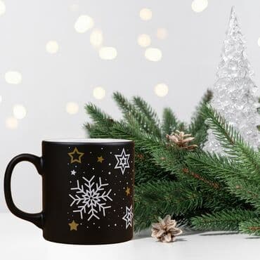 Wholesale Black Star Snowflake Ceramic Mug - Standart - 2