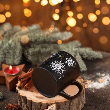Wholesale Black Star Snowflake Ceramic Mug - Standart - 4