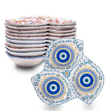 Special Embossed Evil Eye Triple Leaf Snack Bowl Large 22 cm - 4