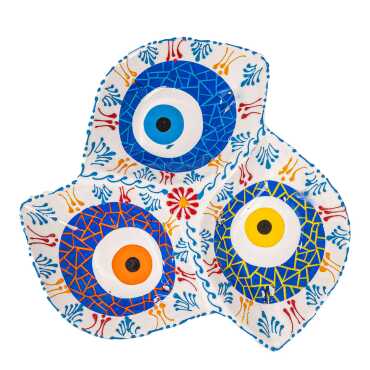 Special Embossed Evil Eye Triple Leaf Snack Bowl Large 22 cm - 5