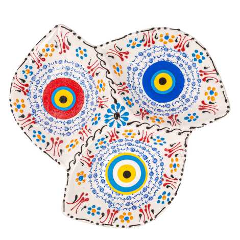 Special Embossed Evil Eye Triple Leaf Snack Bowl Large 22 cm - 7