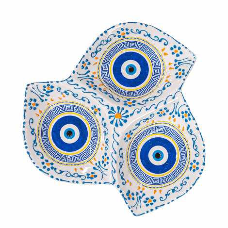 Special Embossed Evil Eye Triple Leaf Snack Bowl Large 22 cm - 10