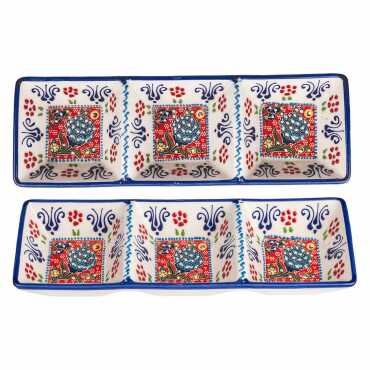 Special Embossed Evil Eye Triple Square Snack Bowl - 1