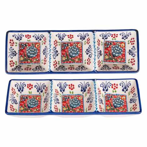 Special Embossed Evil Eye Triple Square Snack Bowl - 1