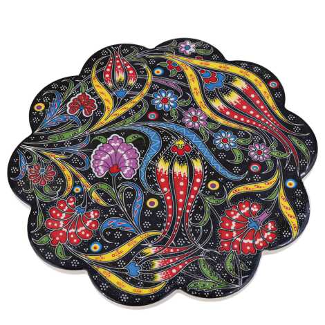 Special Embossed Screen Printed Ceramic Daisy Trivet 180 mm - 6