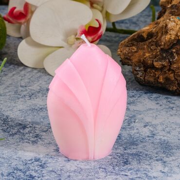 Striped Oval Shaped Candle - Thumbnail