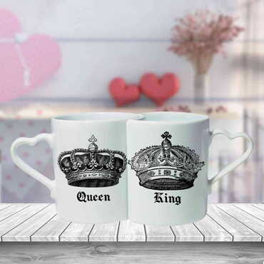 Myros - Sweetheart Themed Ceramic Couple Mug Set