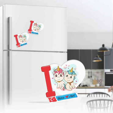 Sweetheart Themed Customised UV Printed Plastic Base Heart Shaped Fridge Magnet 86x62 mm - 1