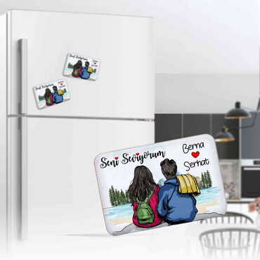 Sweetheart Themed Customised UV Printed Plastic Base Rectangle Fridge Magnet 80x50 mm - Thumbnail