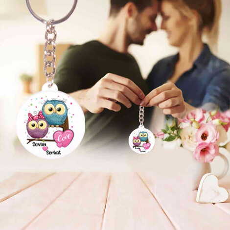Sweetheart Themed Customised UV Printed Plastic Base Square Keyring 38x100 mm - 1