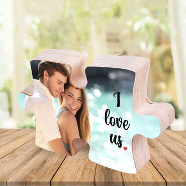 Myros - Sweetheart Themed Wooden Personalised Special Puzzle Shaped Desktop Decor