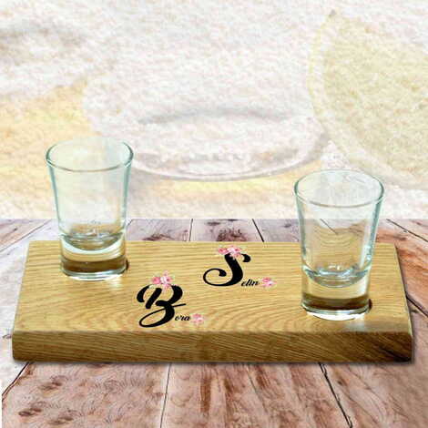Sweetheart Themed Wooden Shot Glass Serving Set of 2 pcs - 1
