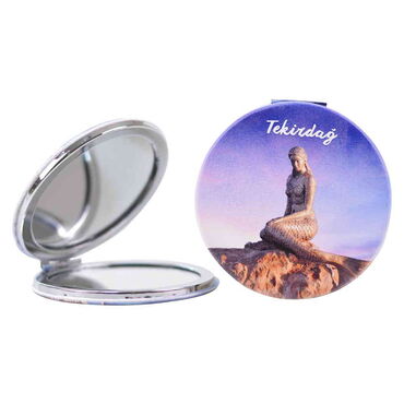 Tekirdag Themed Customised Uv Printed Round Compact Mirror 72x11 mm - 4