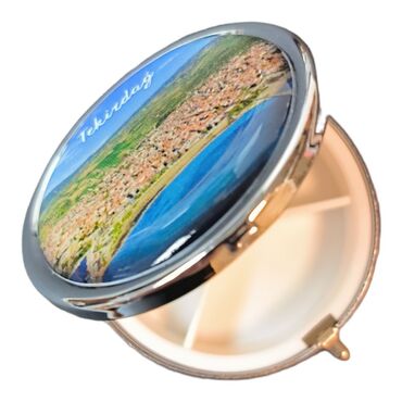 Tekirdag Themed Customised Epoxy Round Pill Box 50x15 mm - Thumbnail