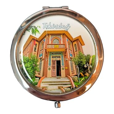 Tekirdag Themed Customised Metal Epoxy Travel Make Up Compact Mirror 70x11 mm - Thumbnail