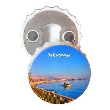 Myros - Tekirdag Themed Customised UV Printed Bottle Cap Shaped Plastic Base Bottle Opener 58x15 mm