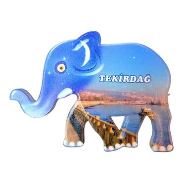 Tekirdag Themed Customised UV Printed Plastic Base Elephant Shaped Fridge Magnet 86x62 mm - Thumbnail