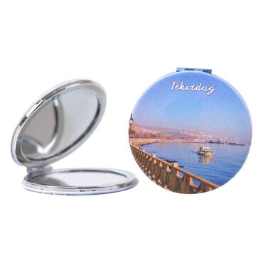 Myros - Tekirdag Themed Customised Uv Printed Round Compact Mirror 72x11 mm