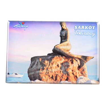 Myros - Tekirdag Themed Epoxy Dome Rectangle Souvenir Fridge Magnet 80x55 cm