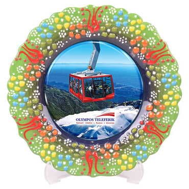 Cable Card Themed Turkish Ceramic Plate With Epoxy 12 Cm