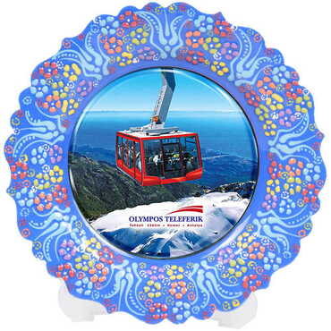 Cable Card Themed Turkish Ceramic Plate With Epoxy 25 Cm - 4
