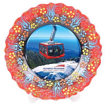 Cable Card Themed Turkish Ceramic Plate With Epoxy 25 Cm - 5