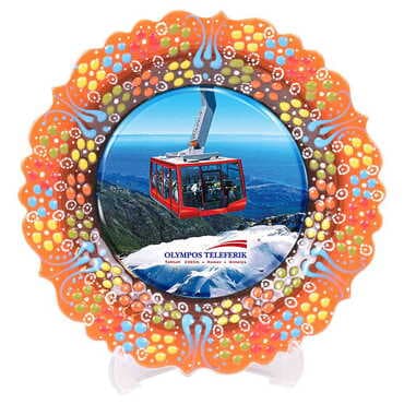 Cable Card Themed Turkish Ceramic Plate With Epoxy 25 Cm - 6