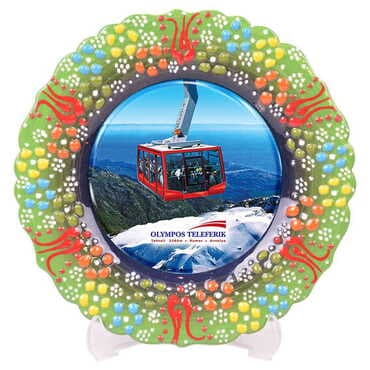 Cable Card Themed Turkish Ceramic Plate With Epoxy 25 Cm - 10