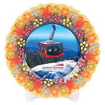 Cable Card Themed Turkish Ceramic Plate With Epoxy 25 Cm - 12