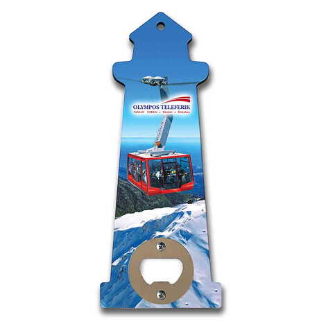 Teleferik Temalı Myros Ahşap Deniz Feneri Açacak Magnet 188x77 mm