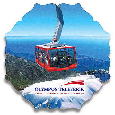 Myros - Teleferik Temalı Myros Ahşap Yıldız Bardak Altlığı 100 mm