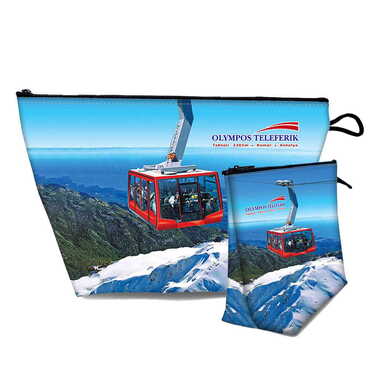 Toptan Teleferik Temalı Myros Büyük Körüklü Makyaj Çantası 160x270x80 mm - Myros
