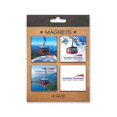 Toptan Teleferik Temalı Myros Dörtlü Kartonetli Magnet Seti 40x40 mm - 1