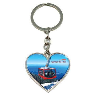Cable Card Themed Metal Heart Keychain 40x90 mm