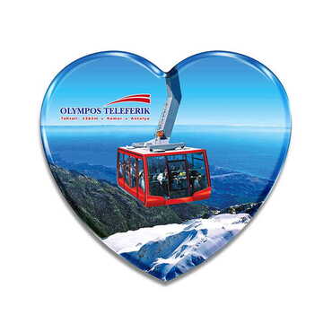 Toptan Teleferik Temalı Myros Kalp Magnet 65x60 mm - Myros