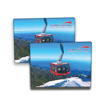 Cable Card Themed Wooden Canvas Fridge Magnet 50x70 mm