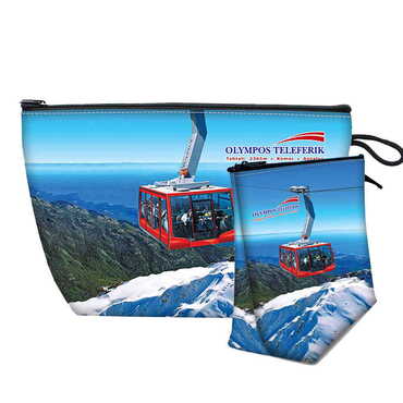 Toptan Teleferik Temalı Myros Küçük Körüklü Makyaj Çantası 145x220x70 mm - Myros