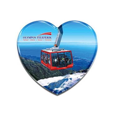 Cable Card Themed Heart Shaped Mini Fridge Magnet 40x37 mm