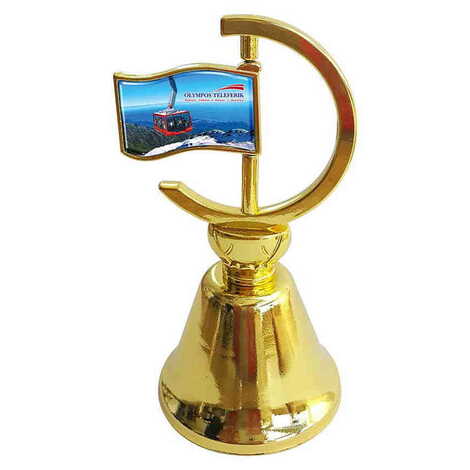 Teleferik Temalı Myros Metal Altın Renk Bayrak Çan