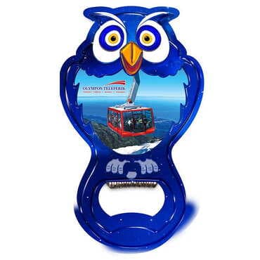 Cable Card Themed Owl Shaped Metal Magnetic Bottle Opener 88x47 mm