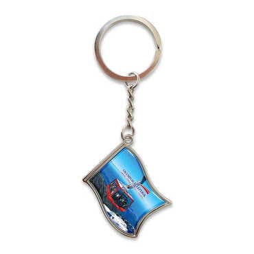 Cable Card Themed Metal Flag Shaped Keychain 40x105 mm