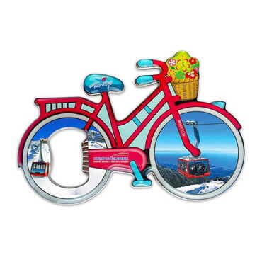 Cable Card Themed Bicycle Shaped Metal Magnetic Bottle Opener 100x65 mm