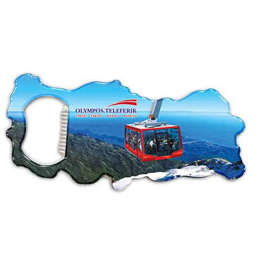 Toptan Teleferik Temalı Myros Metal Harita Açacak Magnet 100x45 mm - Myros