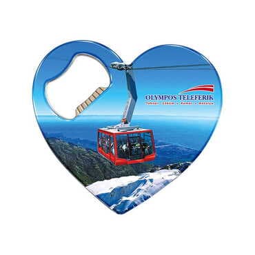 Cable Card Themed Heart Shaped Metal Magnetic Bottle Opener 85x76 mm